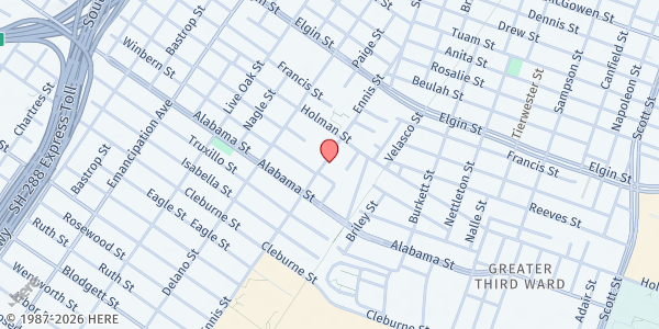 Map showing Third Ward Multi-Service Center at 3611 Ennis St., Houston, TX