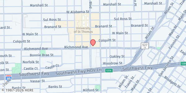 Map showing UST Celt Pantry at 4219 Yoakum Blvd., Houston, TX