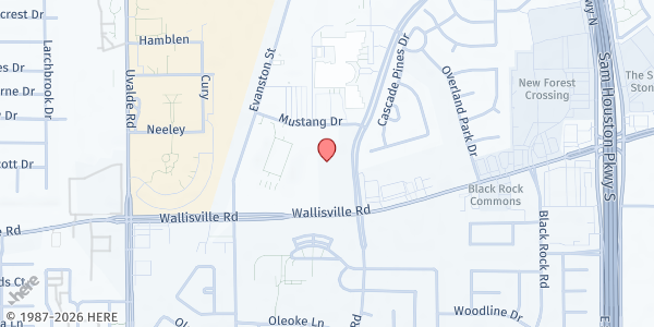 Map showing Wendel D. Ley Family YMCA at 15055 Wallisville Rd., Houston, TX