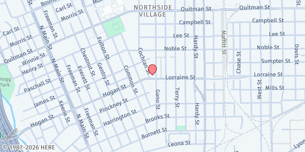 Map showing Wesley Community Center at 1235 Lorraine St., Houston, TX