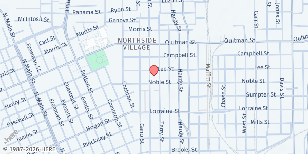 Map showing Wesley Community Center (Lee Campus) at 1410 Lee St, Houston, TX