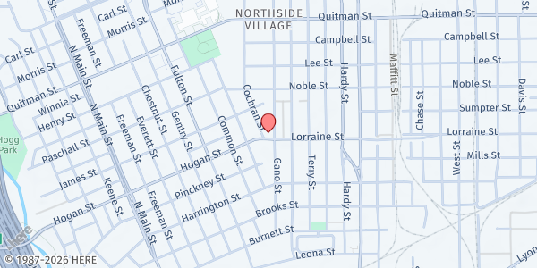 Map showing Wesley Community Center (Lorraine Campus) at 1235 Lorraine St., Houston, TX