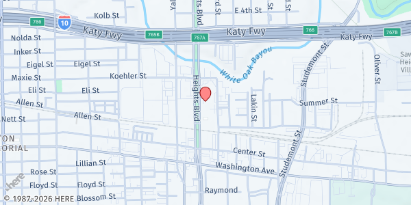 Map showing West End Multi-Service Center at 170 Heights Blvd., Houston, TX