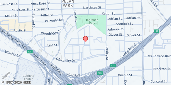 Map showing Willow Creek Apartments Food Distribution at 7575 Office City Dr., Houston, TX