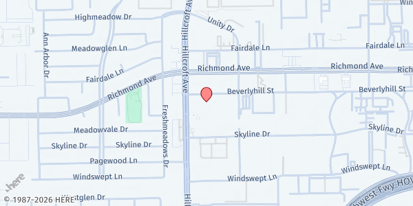 Map showing Wisdom High School at 6529 Beverly Hill St., Houston, TX