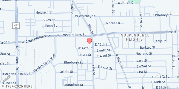 Map showing Yale Street Baptist Church at 4315 Yale St., Houston, TX