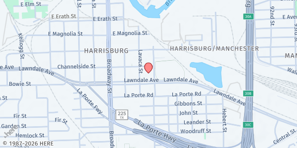 Map showing YES Prep East End Secondary School at 8401 Lawndale St, Houston, TX