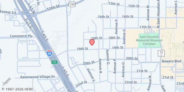 Map showing HISD Lot Across From First Presbyterian Church at 1800 19th St, Huntsville, TX