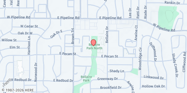 Map showing Mobile Pantry at Vivagene Copeland Park at 501 E. Pecan St., Hurst, TX
