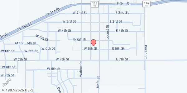 Map showing Idalou Methodist Church at 518 Chestnut St., Idalou, TX