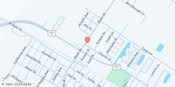 Map showing Ingleside United Methodist Church at 2572 Church St., Ingleside, TX