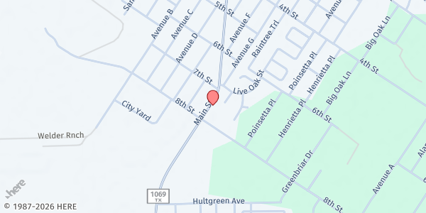 Map showing Our Lady of Assumption Catholic Church at 2414 Main St., Ingleside, TX