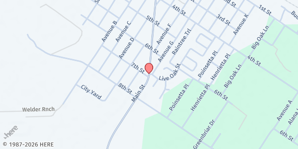 Map showing Our Lady of Assumption at 2414 S. Main St., Ingleside, TX