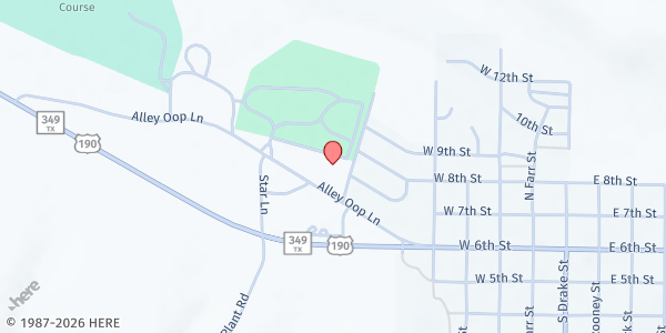 Map showing Iraan Civic Center Mobile Pantry at 9279 Alley Oop Ln., Iraan, TX