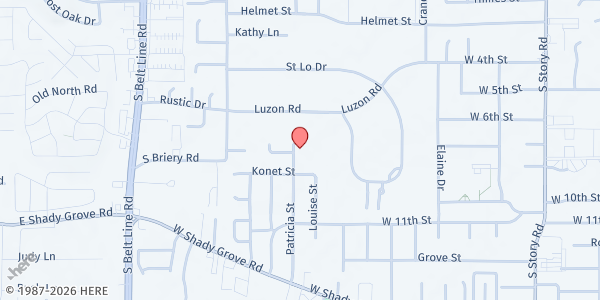 Map showing Mutual Association Of Men & Women at 824 Patricia Street, Irving, TX