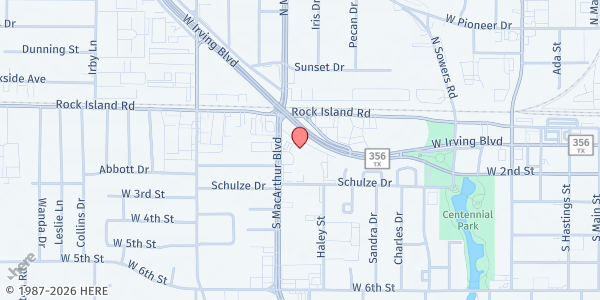 Map showing St. Luke Catholic Church at 202 S. MacArthur Blvd., Irving, TX