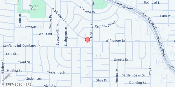 Map showing St. Mary's Episcopal Church at 635 N Story Rd, Irving, TX