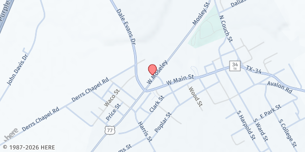 Map showing Italy Ministerial Alliance at 113 S. Ward St., Italy, TX