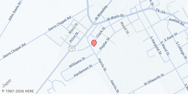 Map showing Mt. Gilead Baptist Church at 106 Harris St., Italy, TX