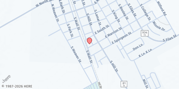 Map showing Second Missionary Baptist Church at 120 W. Marrion St., Itasca, TX