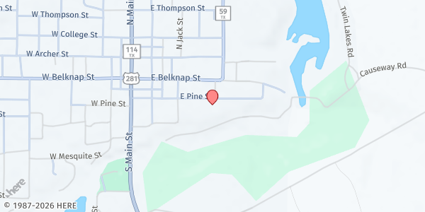 Map showing Concerned Citizens of Jack County - Jacksboro at 400 E. Pine St., Jacksboro, TX