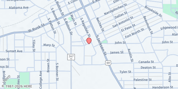 Map showing HOPE Inc. at 595 S. Ragsdale St., Jacksonville, TX