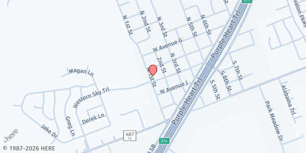 Map showing Jarrell Community Food Pantry at First UMC at 404 N. 1st St., Jarrell, TX