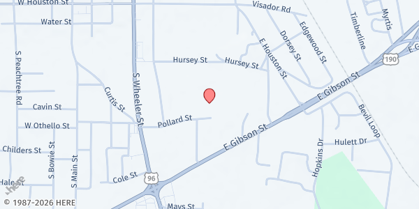Map showing Faith Temple Church of God in Christ at 650 Pollard St., Jasper, TX