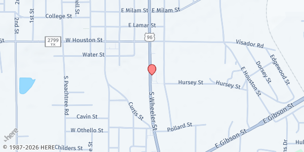 Map showing Greater Jasper Shares Food Pantry at 750 E. Gibson St., Jasper, TX