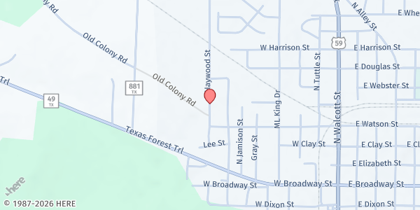 Map showing Jefferson Community Center at 501 Haywood, Jefferson, TX