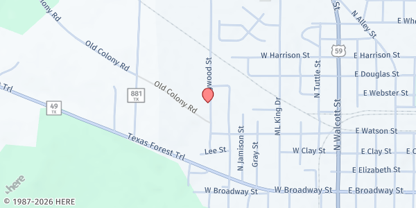 Map showing Jefferson Community Center at 501 N. Haywood St., Jefferson, TX