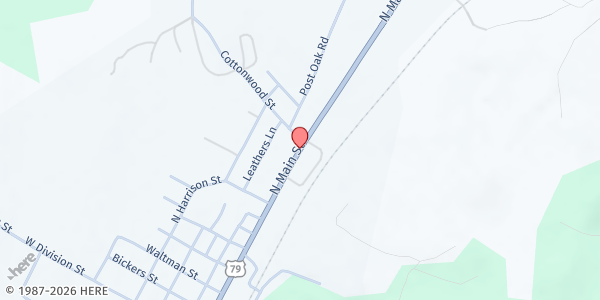 Map showing Leon Community Food Pantry at 1301 S. Main, Jewett, TX