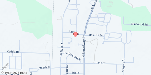 Map showing First UMC Joshua at 114 Paula St., Joshua, TX