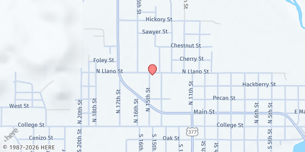 Map showing Junction Food Pantry at 238 N. 15th St., Junction, TX