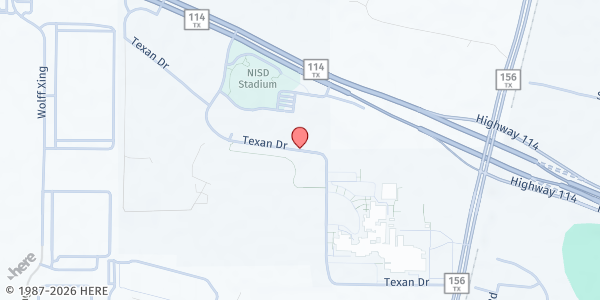 Map showing Northwest ISD Mobile Pantry - Justin at 2100 Texan Dr., Justin, TX