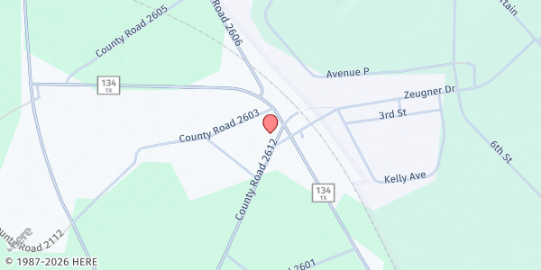 Map showing Karnack UMC at 925 T. J. Taylor Ave., Karnack, TX