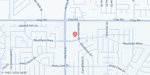 Map showing RCCG Pentecostal Life Assembly at 19910 Westfield Pkwy, Katy, TX