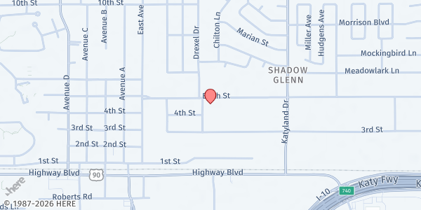 Map showing RCCG The King's Palace at 5371 E. 5th St., Katy, TX