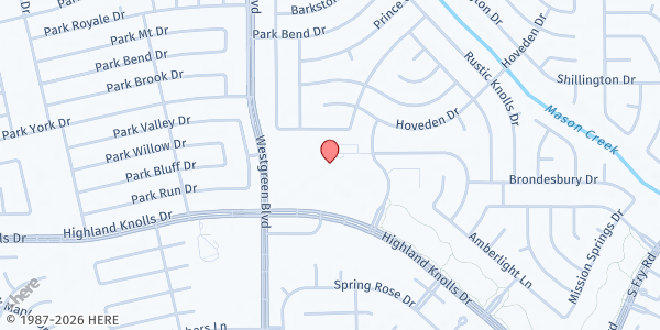Map showing St. Vincent de Paul at Epiphany of the Lord at 1530 Norwalk Dr., Katy, TX