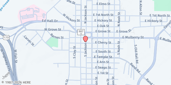 Map showing Kaufman Senior Center at 607 E. Fair St., Kaufman, TX