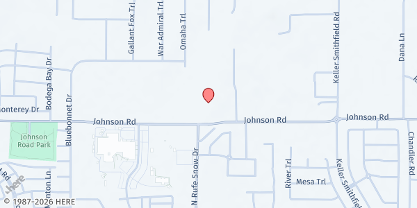Map showing Keller UMC Resource Center at 1025 Johnson Rd., Keller, TX