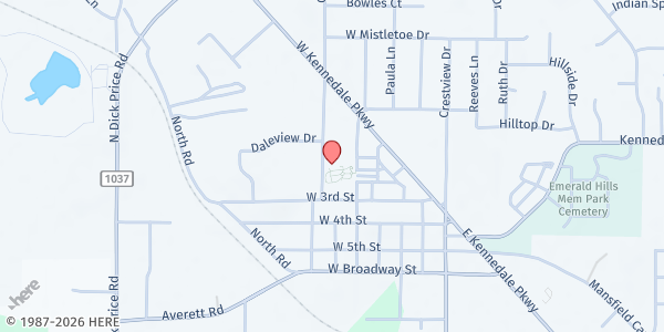 Map showing Kennedale Senior Citizens Center at 420 Corry A Edwards Dr., Kennedale, TX