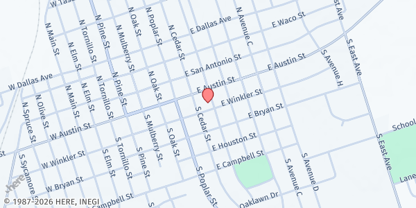 Map showing Eastside Church of Christ at 122 S. Ash St., Kermit, TX
