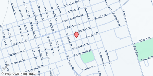 Map showing First Baptist Church Kermit at 400 E. Bryan St., Kermit, TX