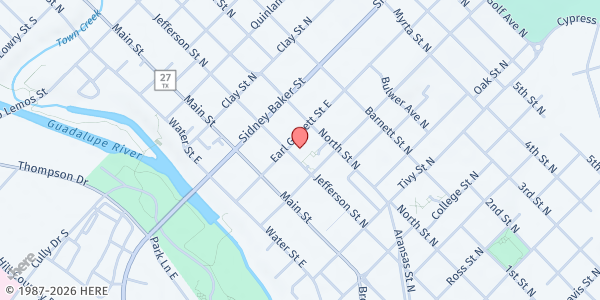 Map showing First Presbyterian Church Pop-Up Market at 800 Jefferson St., Kerrville, TX