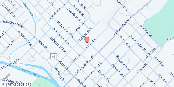 Map showing Kerr County Area Christian Assistance Ministry at 521 Barnett St., Kerrville, TX