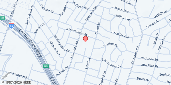 Map showing Abundant Life Church of God at 1210 Florence Rd., Killeen, TX