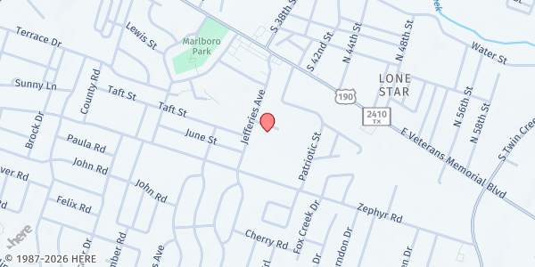 Map showing Anderson Chapel Mission House at 1004 Jefferies Ave., Killeen, TX