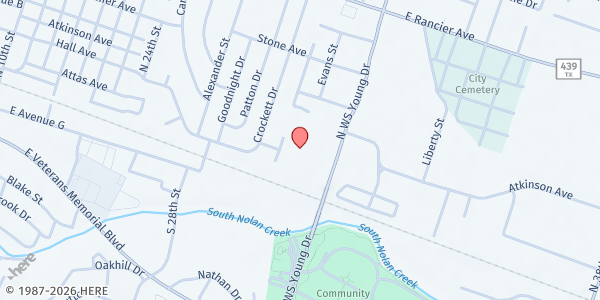 Map showing Destiny Food Pantry at 101 North West South Young Drive, Killeen, TX