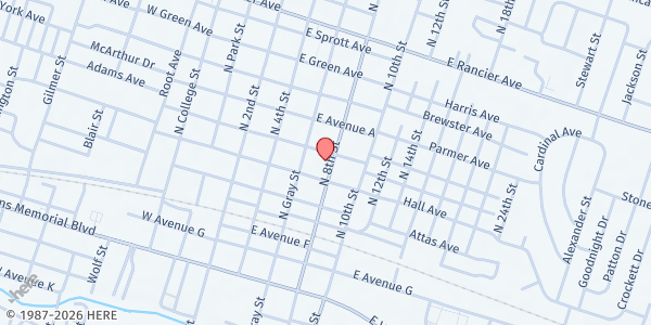 Map showing Five Star Food Market at 415 N. 8th St., Killeen, TX